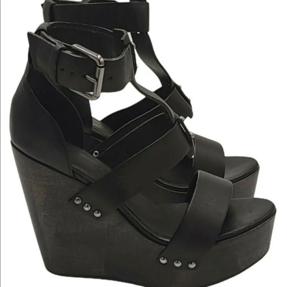 All Saints Black Rothko Gladiator Sandals sz 40